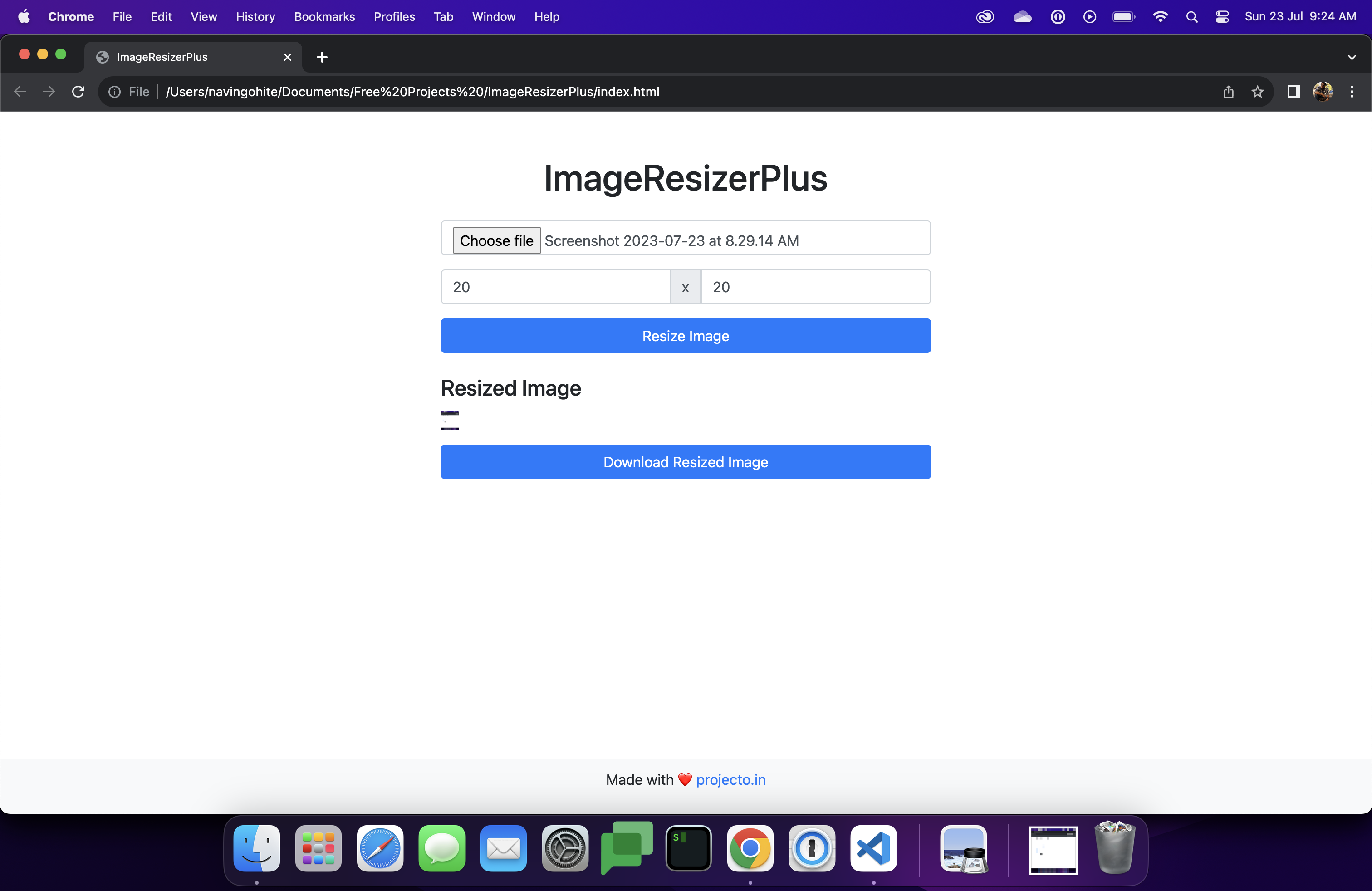 Simple Image Resizer Plus Using JavaScript With Source C